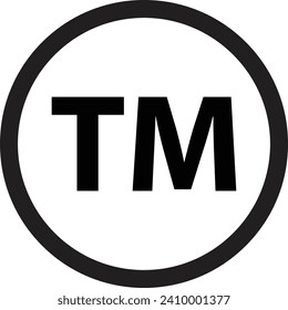 registered trademark symbols in black color. Black circle vector tm