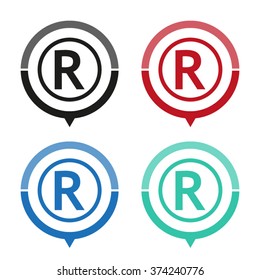 Registered Trademark - vector icon; map pointer;  message bubble