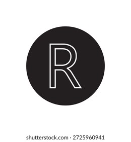 Icono de Vector de Marca comercial registrada en blanco y negro. Ilustración EPS 10