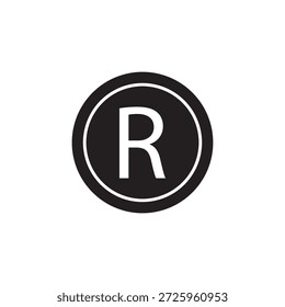 Icono de Vector de Marca comercial registrada en blanco y negro. Ilustración EPS 10
