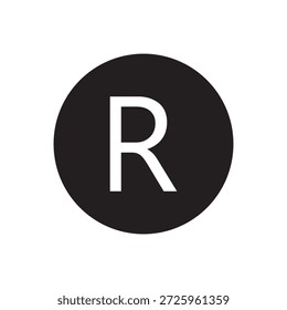 Icono de Vector de Marca comercial registrada en blanco y negro. Ilustración EPS 10