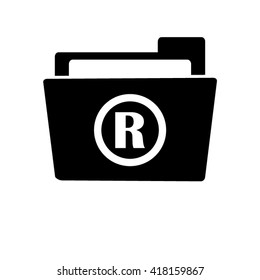 Registered Trademark - white vector icon ; black folder