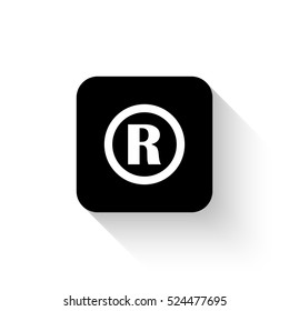 Registered Trademark - white vector  icon with shadow