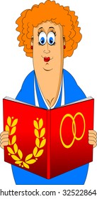 registrar of wedding ceremonies in a blue dress, vector and illustration