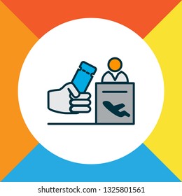 Registration board icon colored line symbol. Premium quality isolated ticket control element in trendy style.