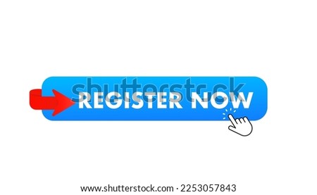 The registration buttons now with an arrow. Vector button for registration in services, blogs, websites.register now button. register now sign. key. push button. Vector illustration