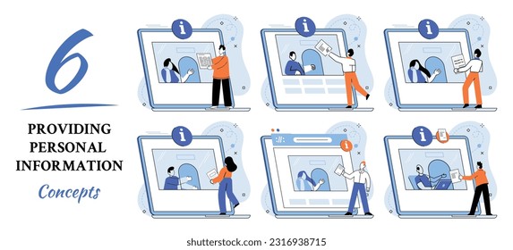 Registration of claim form register document, providing personal information, income information vector set. Employer form, earnings statement documents. Tax, financial and accounting reporting