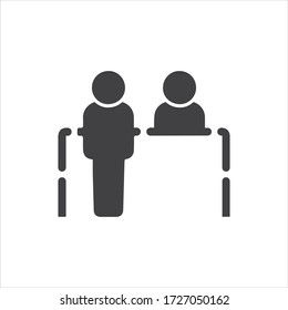 Registration desk vector , Customer service desk icon , Ticket  counter desk simple  illustration design 