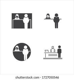 Registration Desk Vector , Customer Service Desk Icon , Ticket  Counter Desk Simple  Illustration Design 