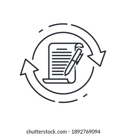 Registration Of Documents . Procedural Ethics, Paperwork. Vector Linear Icon Isolated On White Background.