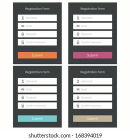 Registration form. Flat design. Template for website. Vector illustration