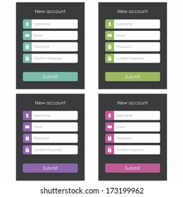 Registration form. Flat design. Template for website. Vector illustration