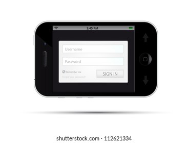 registration form gray-silver on universal no name smart phone with remembering and forgotten password