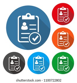 Registration form, icon. Flat design, multicolored set.
