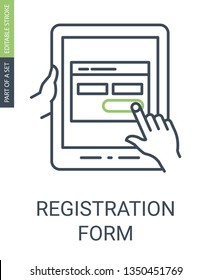 Registration Form Icon with Outline Style and Editable Stroke