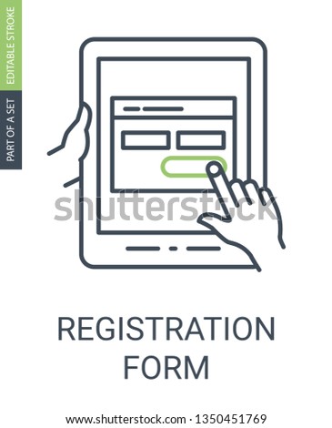 Registration Form Icon with Outline Style and Editable Stroke