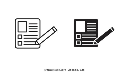 Registration form icon set in Thin line black color.
