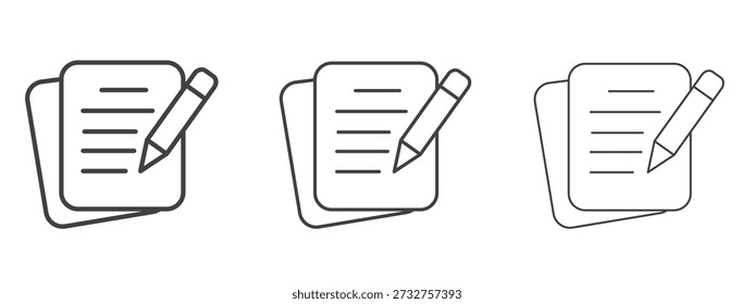 Icono de formulario de registro Vector Gráficos. Iconos de líneas delgadas negras