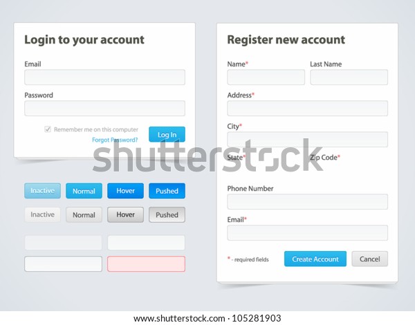 Registration form and login\
form