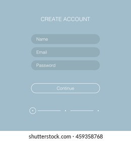Registration form. New account. Vector illustration
