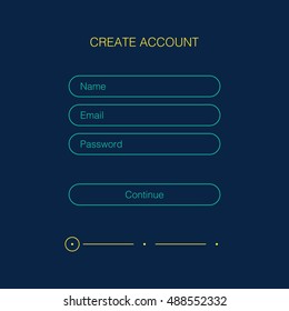 Registration form. New account. Vector illustration