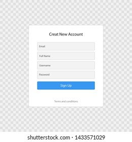 Registration form page template isolated