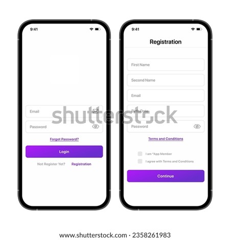 Registration Form UI Concept, Login Screen