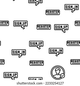formulario de registro vectorial web patrón transparente ilustración de línea delgada