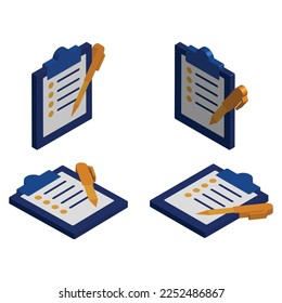 registration icon isometric designs, isometric left, right and top view icons isolated on white background