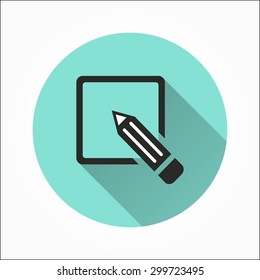Registration  - icon with long shadow, flat design. Vector illustration.