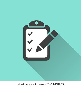 Registration Icon On A Green Background. Vector Illustration, Flat Design.