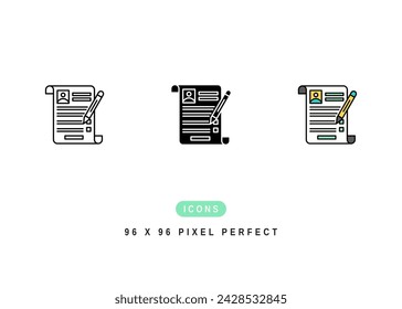 Registration Icon. Online Form Application Pictogram Graphic Illustration. Isolated Simple Line Icon For Infographic, App and Web Button.