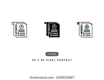 Registration Icon. Online Form Application Pictogram Graphic Illustration. Isolated Simple Line Icon For Infographic, App and Web Button.