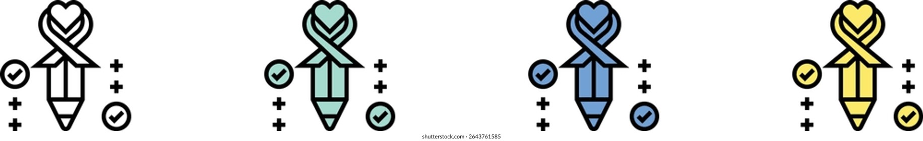 registration icon. Outline, Green, Blue and Yellow Style Design Isolated On White Background