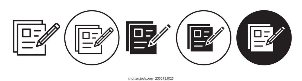 Registrierungssymbol. Symbol der Notizbuchseite für das Schreiben des Vertrags oder der Anwendung. Flache Vektorgrafik von Dokumentform bearbeiten mit Stift oder Stift. Umrisszeichen des Unternehmensregisters