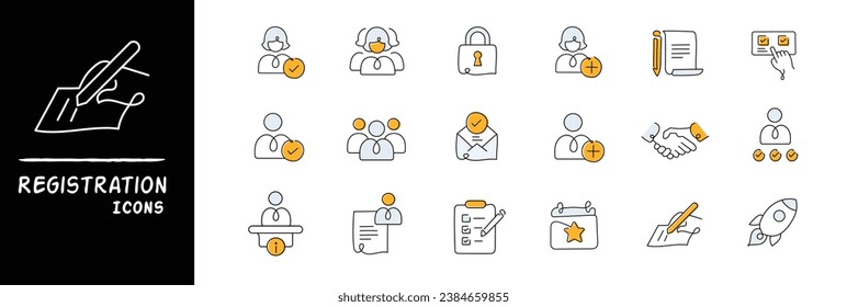 Registration Icons. Variety of Sign Up Symbols and Account Creation Graphics for a seamless registration process.