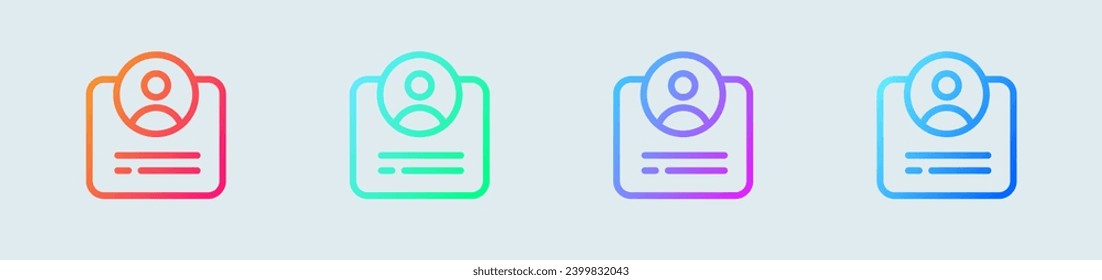 Registration line icon in gradient colors. New user signs vector illustration.