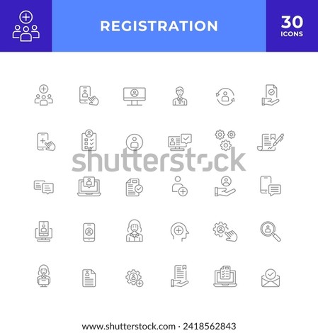 Registration line icon set collection. modern simple web sign, symbol icon. Editable stroke.
