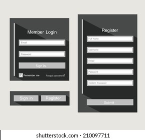 Registration and login form, flat UI design