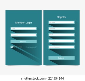 Registration and login form, flat UI design