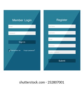 Registration and login form, flat UI design