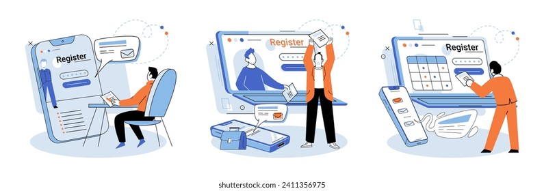 Registration online. Vector illustration. Accurate completion registration form is essential for successful sign-ups The online registration process offers convenience and efficiency for users