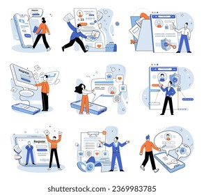 Registration online. Vector illustration. The registration online concept underscores importance efficient digital sign-ups Online registration and data management are integral parts cyberspace