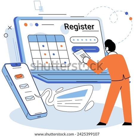 Registration online. Vector illustration. Cyberspace provides platform for online registration and data management User-friendly navigation ensures accessibility and ease during online registration