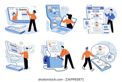 Registration online. Vector illustration. Entering accurate and verified information is crucial for successful online registration The registration online concept underscores importance efficient