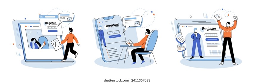 Registration online. Vector illustration. The interface online registration platforms should be user-friendly and intuitive Information provided during online registration is used to create user