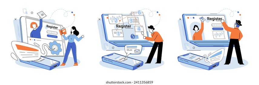 Registration online. Vector illustration. Technology advancements have enhanced security online registration methods User-friendly interfaces make online registration experience seamless Internet