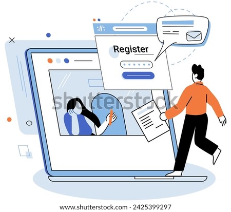 Registration online. Vector illustration. User-friendly navigation enhances accessibility online registration platforms Online registration should be designed with accessibility features for all users
