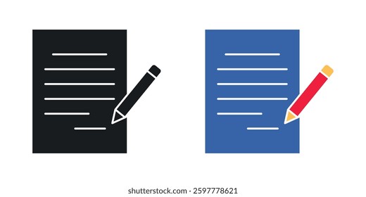 Registration paper colored icon set. Stock Vector