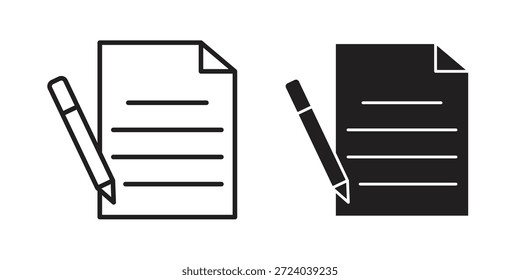 Ícones de papel de registro, Vetor de linha. conjunto de símbolos sólidos